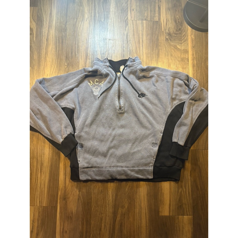 Nike Gray and Black Half-Zip Pullover Bomber-Style Jacket